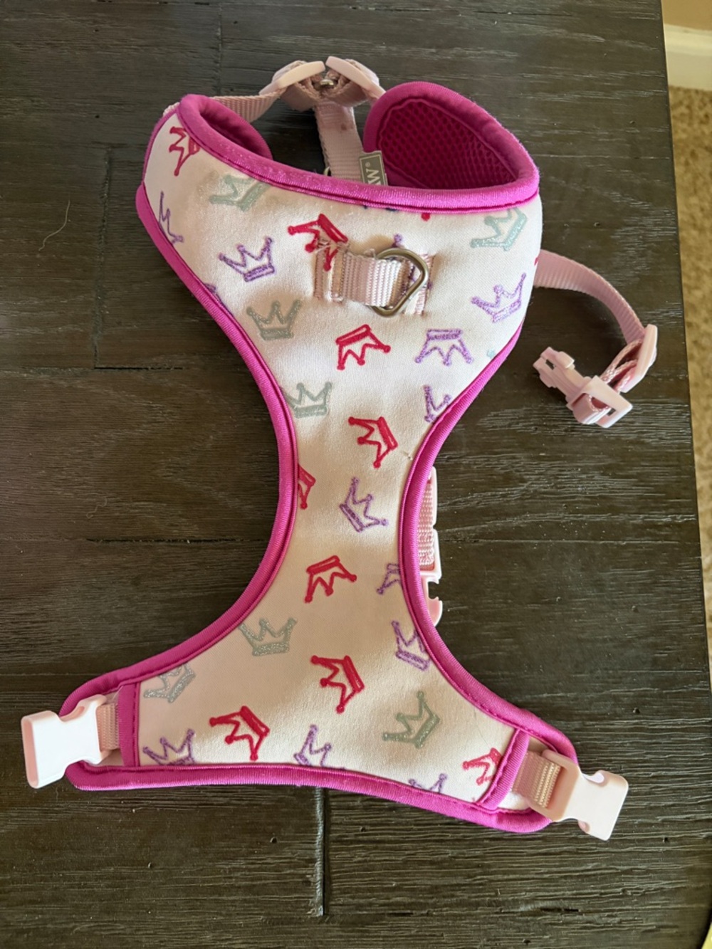Top Paw Pink & White Crown Print Small Dog Harness